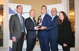 David Berry AIMRO (Sponsor) with Grand Prix Winners Neil Doughlas & Niall Brennan, Ipsos B&A  Donnchadh Connolly, Irish Rail & Etain Kidney TU Dublin.
